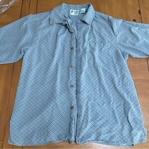 Men’s Gray 100% Silk Short Sleeve Button-Up Shirt